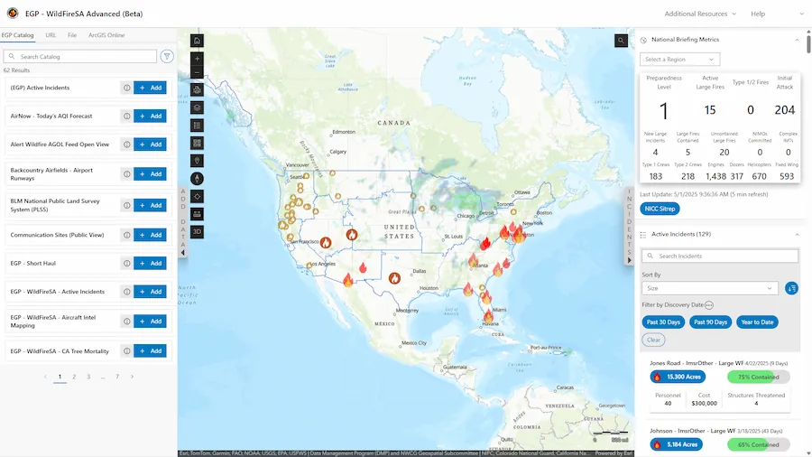 screenshot of the WildFireSA Advanced (Beta) application