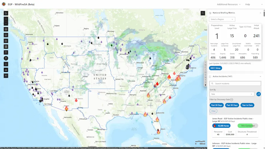 screenshot of the WildFireSA (Beta) application